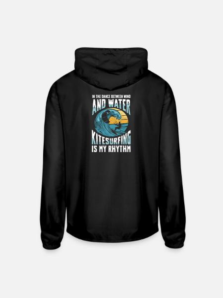  In The Dance Between Wind And Water Kitesurfing - Unisex Lightweight Windbreaker Jacket - black - Back