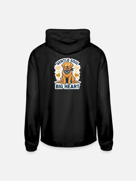 Gentle Soul Big Heart - Unisex Lightweight Windbreaker Jacket - black