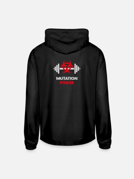 Powerlifting Mutation Strength - Unisex Lightweight Windbreaker Jacket - black