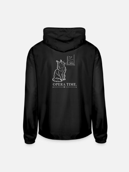 MaineCoon Cat Opera - Unisex Lightweight Windbreaker Jacket - black