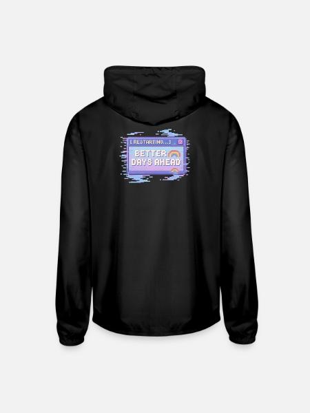 Better Days Ahead Pixel Retro - Unisex Lightweight Windbreaker Jacket - black