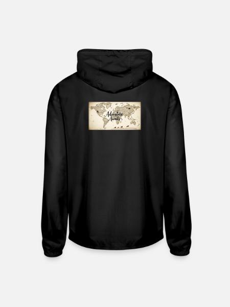 Adventure Awaits World Map - Unisex Lightweight Windbreaker Jacket - black