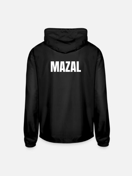 Texte blanc MAZAL - Veste coupe-vent légère unisexe - noir - Dos