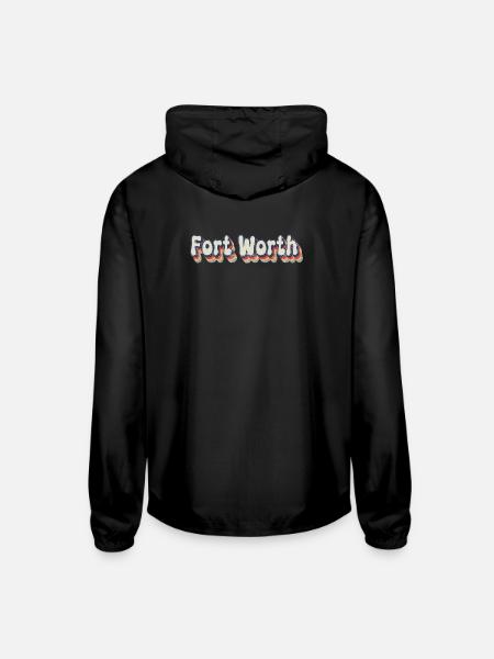 Fort Worth Retro 3D Letters - Unisex Lightweight Windbreaker Jacket - black - Back