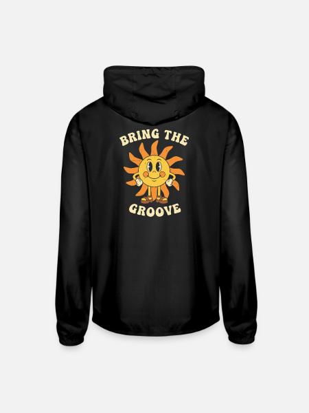 Groove Sun Cartoon Retro - Unisex Lightweight Windbreaker Jacket - black - Back