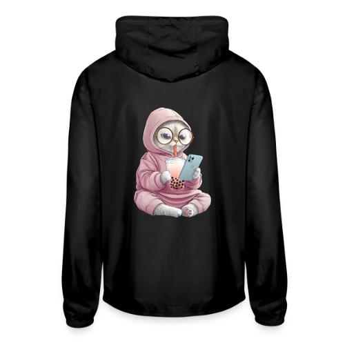 Cool Cat Bubble Tea Cartoon Design - Unisex Lightweight Windbreaker Jacket