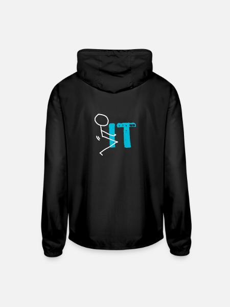 Profanity Fuck it - Unisex Lightweight Windbreaker Jacket - black - Back