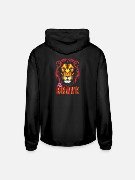 Be Brave Tiger Illustration - Unisex Lightweight Windbreaker Jacket - black