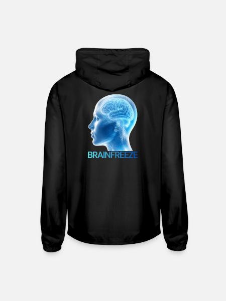 Brainfreeze Frozen Brain Graphic T-Shirt Design  - Unisex Lightweight Windbreaker Jacket - black - Back
