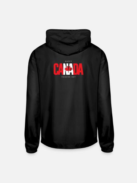 Happy Canada Day Maple Leaf - Unisex Lightweight Windbreaker Jacket - black - Back