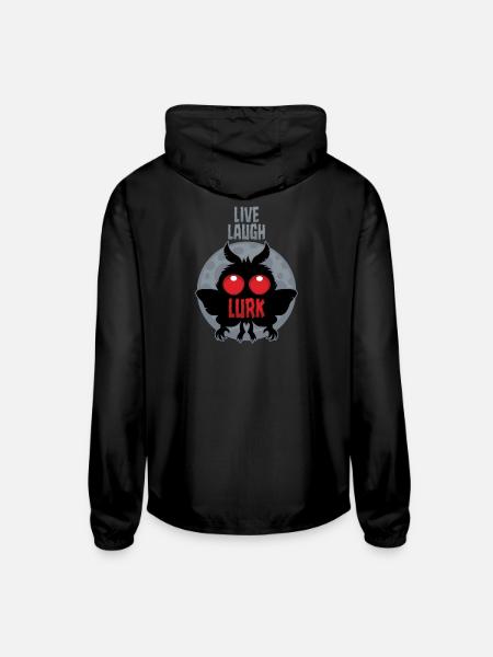 Live Laugh Lurk Mothman Cryptid - Unisex Lightweight Windbreaker Jacket - black