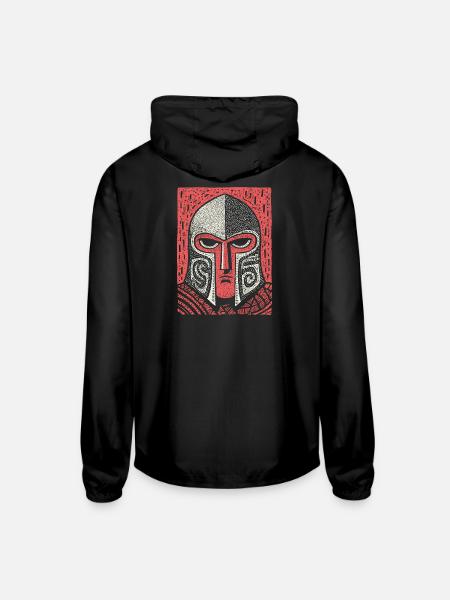 Spartan Helmet Halftone Icon - Unisex Lightweight Windbreaker Jacket - black