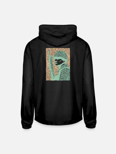 Mosaic Soldier Rifle Art - Unisex Lightweight Windbreaker Jacket - black
