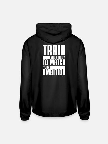 Train Body to Match Ambition Tee - Unisex Lightweight Windbreaker Jacket - black - Back