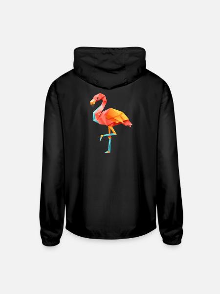 Flamingo Sunset - Unisex Lightweight Windbreaker Jacket - black