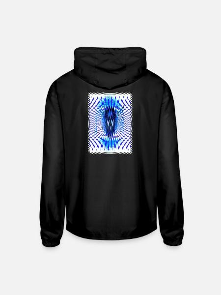 Vibrant Zigzag Echo Portrait - Unisex Lightweight Windbreaker Jacket - black - Back