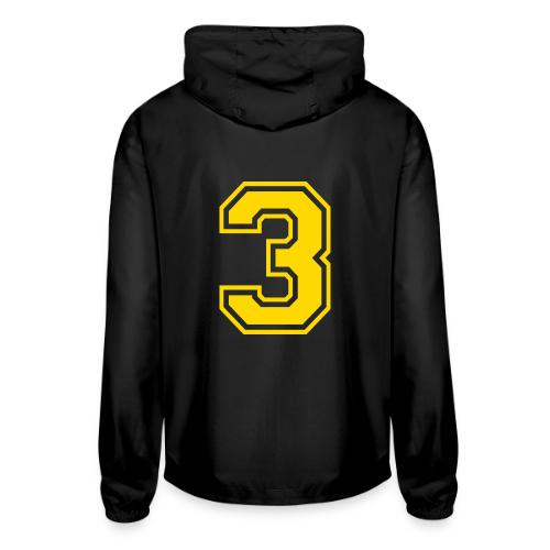 Number 3 in a classic athletic collegiate font - Unisex Lightweight Windbreaker Jacket