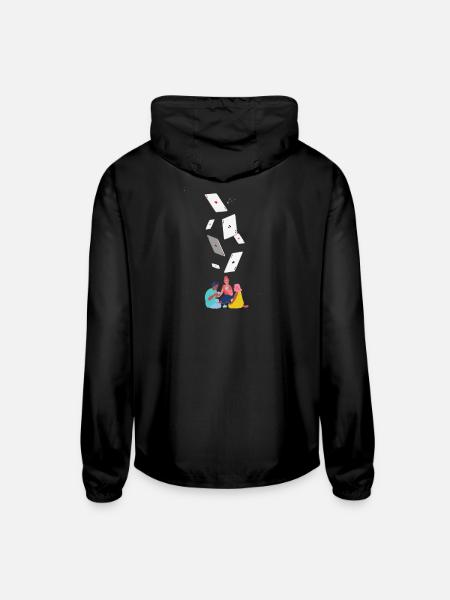 Card Cascade Cozy Card Night - Unisex Lightweight Windbreaker Jacket - black - Back