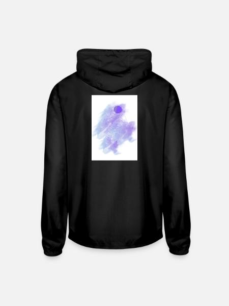 Watercolor Astronaut Nebula - Unisex Lightweight Windbreaker Jacket - black