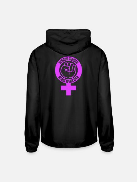 Strong Women Scare Weak Men Empowerment Feminist - Unisex Lightweight Windbreaker Jacket - black - Back