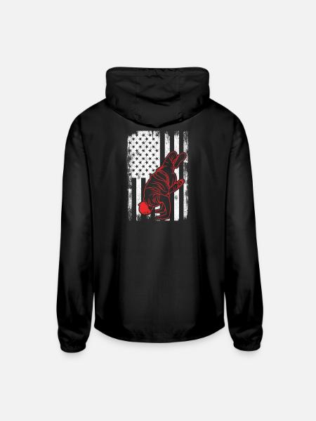 USA Flag Patriotic Break Dancer - Unisex Lightweight Windbreaker Jacket - black - Back