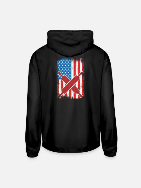Baking USA Flag - Unisex Lightweight Windbreaker Jacket - black