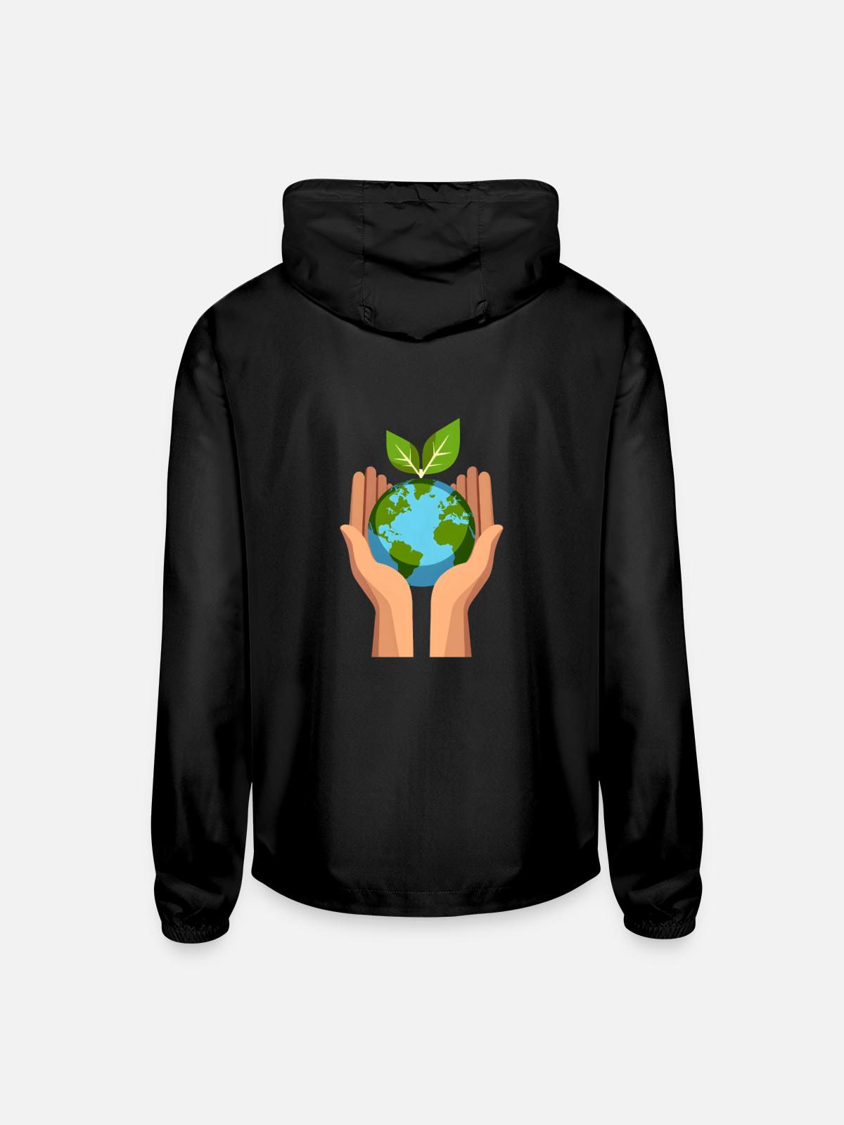 Eco Hands - Unisex Lightweight Windbreaker Jacket - black - Back