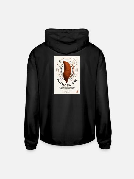 Potato Eclipse Orbital Tuber Art - Unisex Lightweight Windbreaker Jacket - black - Back