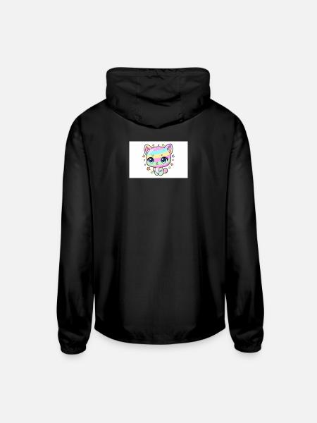 Pastel Rainbow Kitten - Unisex Lightweight Windbreaker Jacket - black