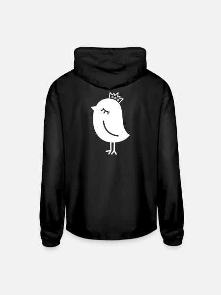 Royal Sparrow – Crowned Birdie - Unisex Lightweight Windbreaker Jacket - black - Back