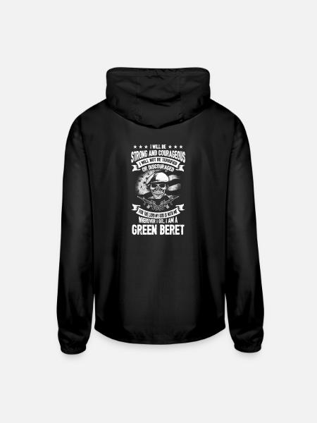 Green beret - Green beret - where i go, i am a g - Unisex Lightweight Windbreaker Jacket - black - Back
