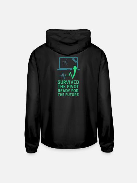 Startup Founder Survivor Burnout Recover - Unisex Lightweight Windbreaker Jacket - black - Back