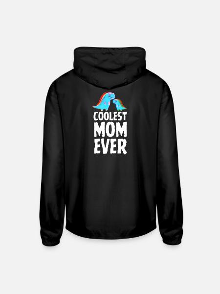 Coolest Mom Ever Dino Tee - Unisex Lightweight Windbreaker Jacket - black