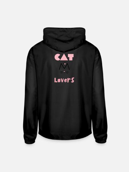 Cat lovers - Unisex Lightweight Windbreaker Jacket - black