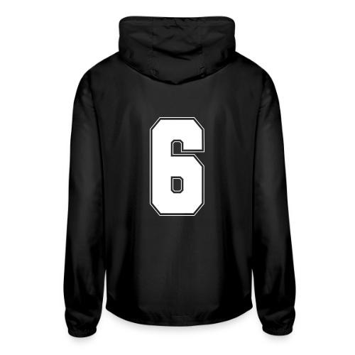 White Number 6 – Varsity Font - Unisex Lightweight Windbreaker Jacket