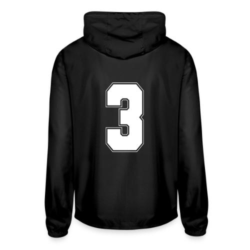 White Number 3 – Varsity Font - Unisex Lightweight Windbreaker Jacket