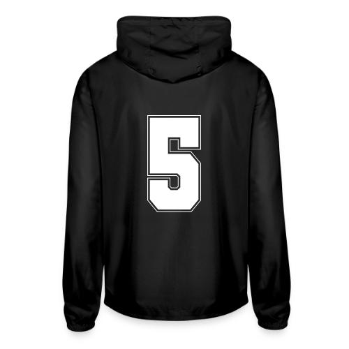 White Number 5 – Varsity Font - Unisex Lightweight Windbreaker Jacket
