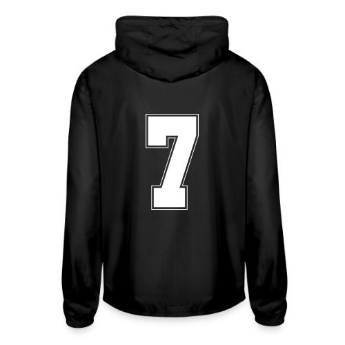 White Number 7 – Varsity Font - Unisex Lightweight Windbreaker Jacket