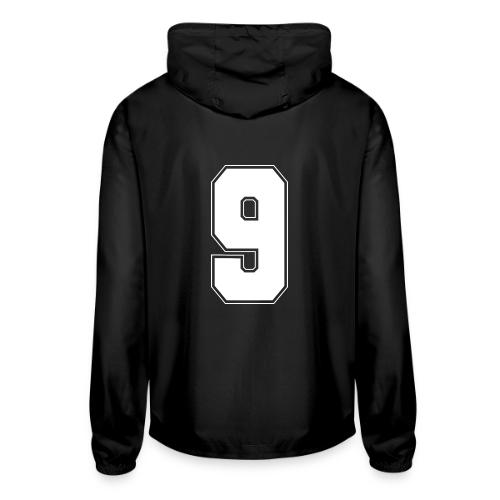 White Number 9 – Varsity Font - Unisex Lightweight Windbreaker Jacket