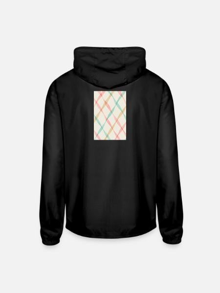 Pastel Diagonal Plaid - Unisex Lightweight Windbreaker Jacket - black
