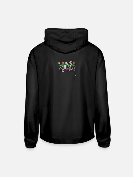 Global Currency 2026 Futurist Glyphs - Unisex Lightweight Windbreaker Jacket - black - Back