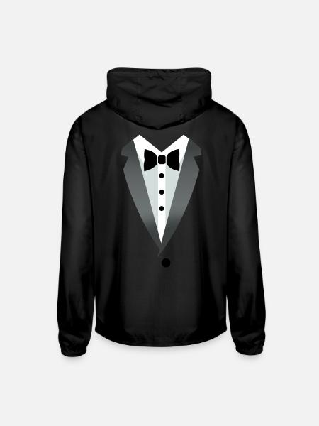 Funny Tuxedo Gentleman shirt design - Unisex Lightweight Windbreaker Jacket - black