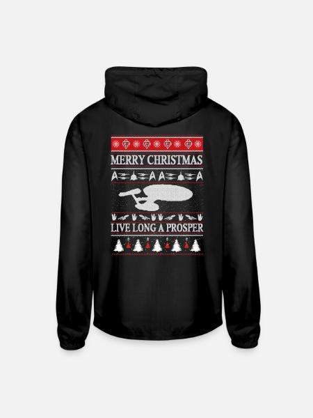 Star trek Star trek Ugly Christmas sweater f - Unisex Lightweight Windbreaker Jacket - black - Back