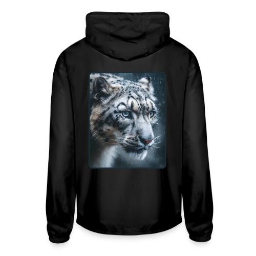 Snow Leopard Blue Eyes Design - Unisex Lightweight Windbreaker Jacket