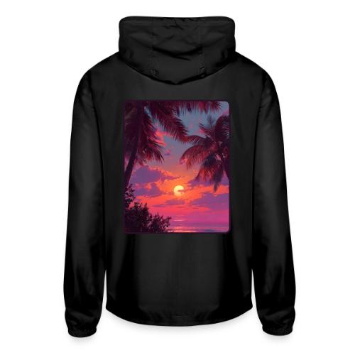 Tropical Sunset Palm Silhouette Design - Unisex Lightweight Windbreaker Jacket