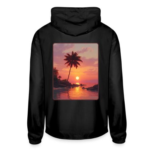 Tropical Beach Sunset Palm Design - Unisex Lightweight Windbreaker Jacket
