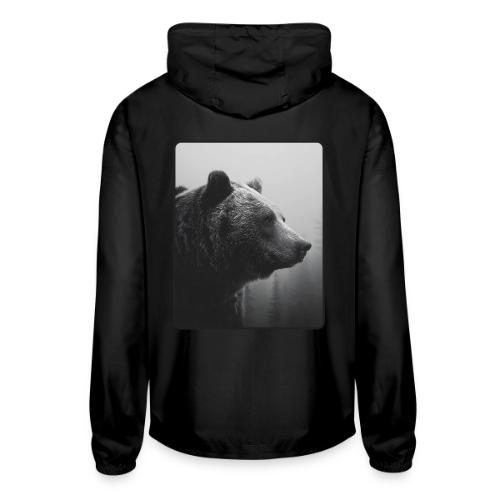 Grizzly Bear Black White Portrait Design - Unisex Lightweight Windbreaker Jacket