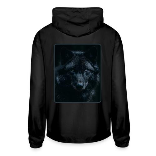Black Wolf Intense Eyes Portrait Design - Unisex Lightweight Windbreaker Jacket