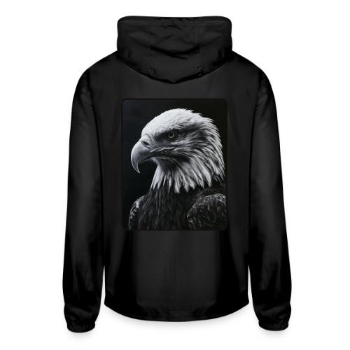 Black White Bald Eagle Design - Unisex Lightweight Windbreaker Jacket