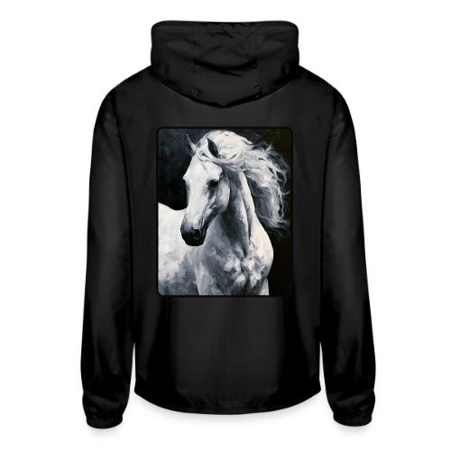 White Horse Oil Painting Design - Unisex Lightweight Windbreaker Jacket